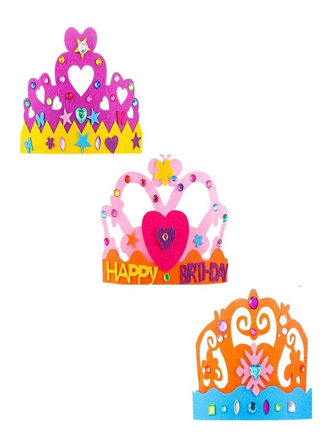 آرت بي مجموعة أدوات صنع تاج أميرة من اللباد من ArtBee، 3 قطع، تتضمن تاجًا ملكيًا للبنات، وقبعة لحفلات أعياد الميلاد، وملصقات أحجار الراين ذاتية اللصق لتزيين الحفلات. - Image 1